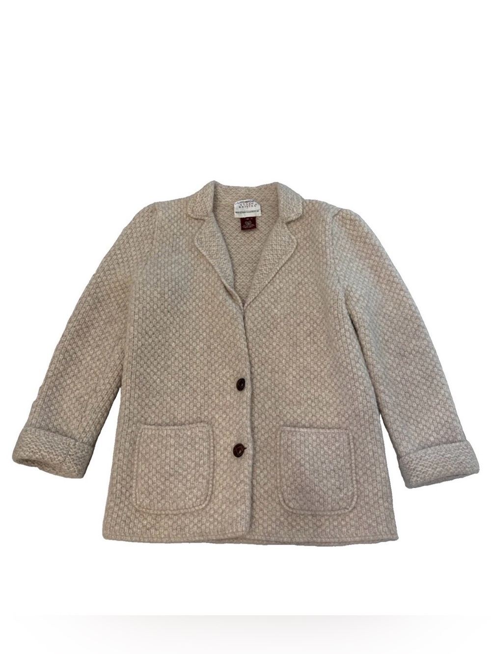 Vintage Susan Bristol Women’s Shetland Wool Cardigan Chunky Knit Cottage Sweater